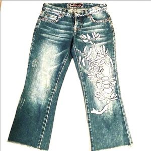 Switch USA Embroidered Cropped Jeans 25